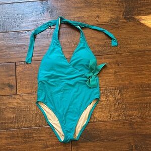 J.Crew Teal and Cream Swimsuit